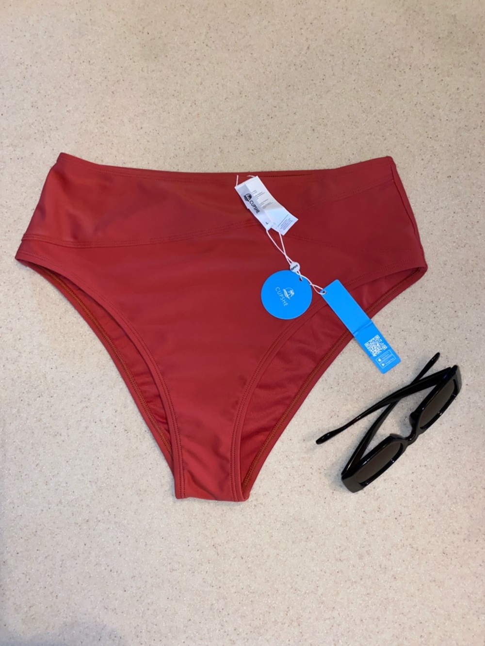 Cupshe High-Waist Bikini Bottom in Rust NWT